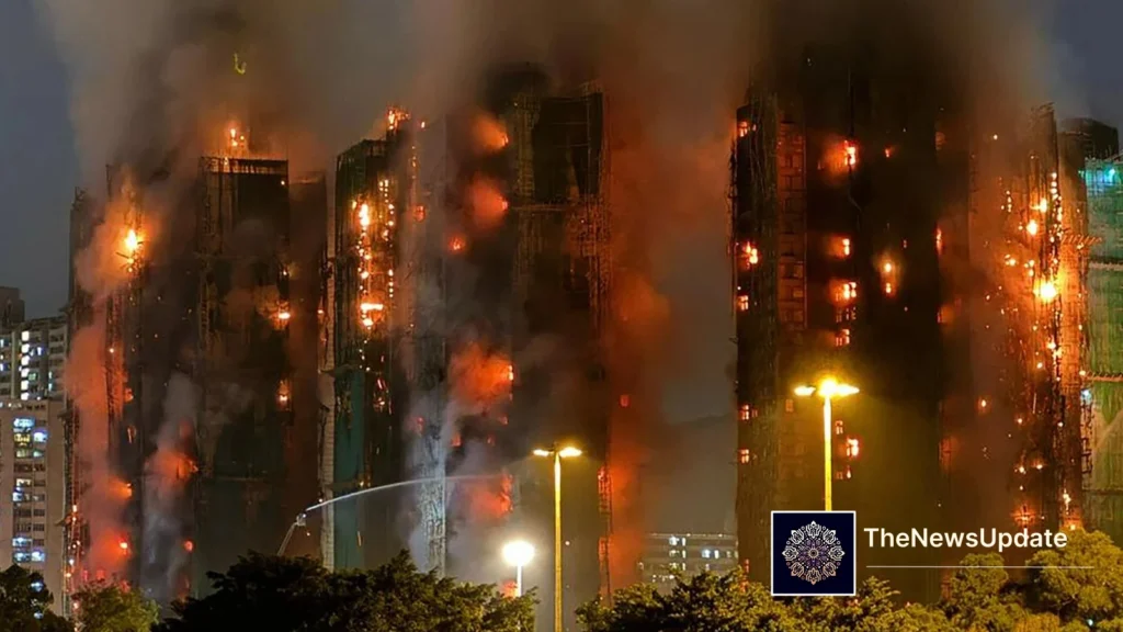 Fire engulfs multiple high-rise buildings at Wang Fuk Court in Hong Kong
