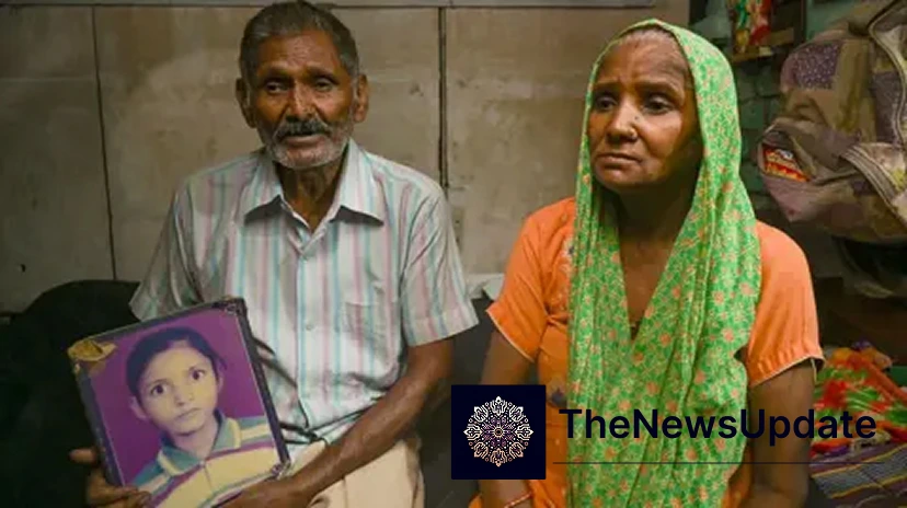 Families of Nithari victims holding photos of missing children after the Supreme Court acquitted Surinder Koli