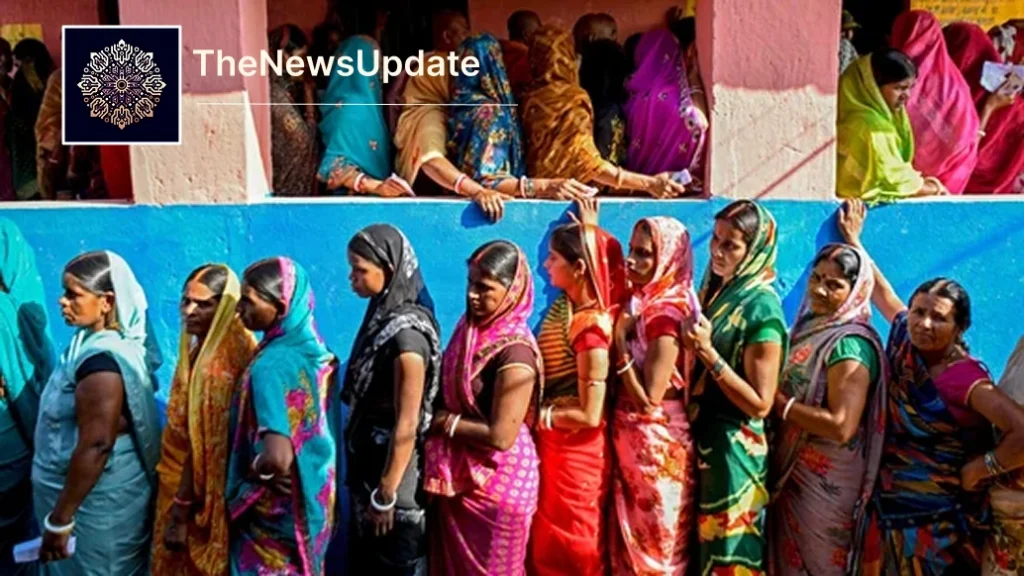 Bihar voters queue outside polling station during 2025 assembly election