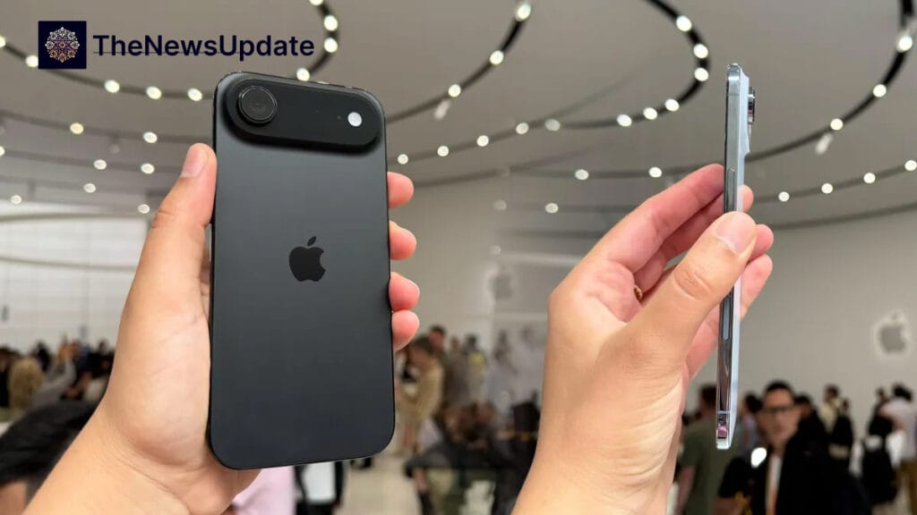 iPhone Air 2 thin side profile showing Titanium frame and action button