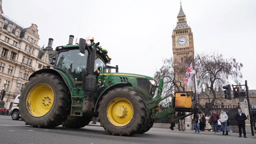 Farmers protest against inheritance tax plan for farms outside Parliament